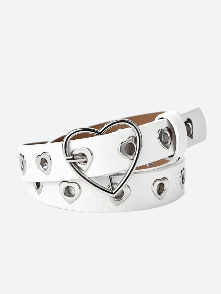 Heart Buckle Faux Leather Belt