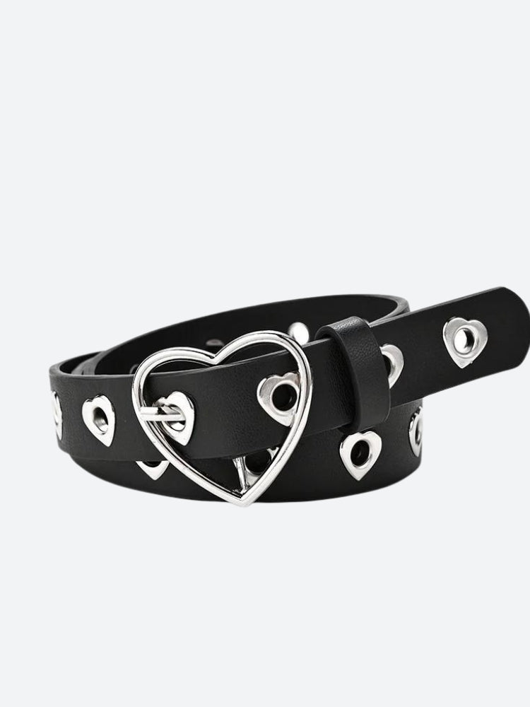 Heart Buckle Faux Leather Belt