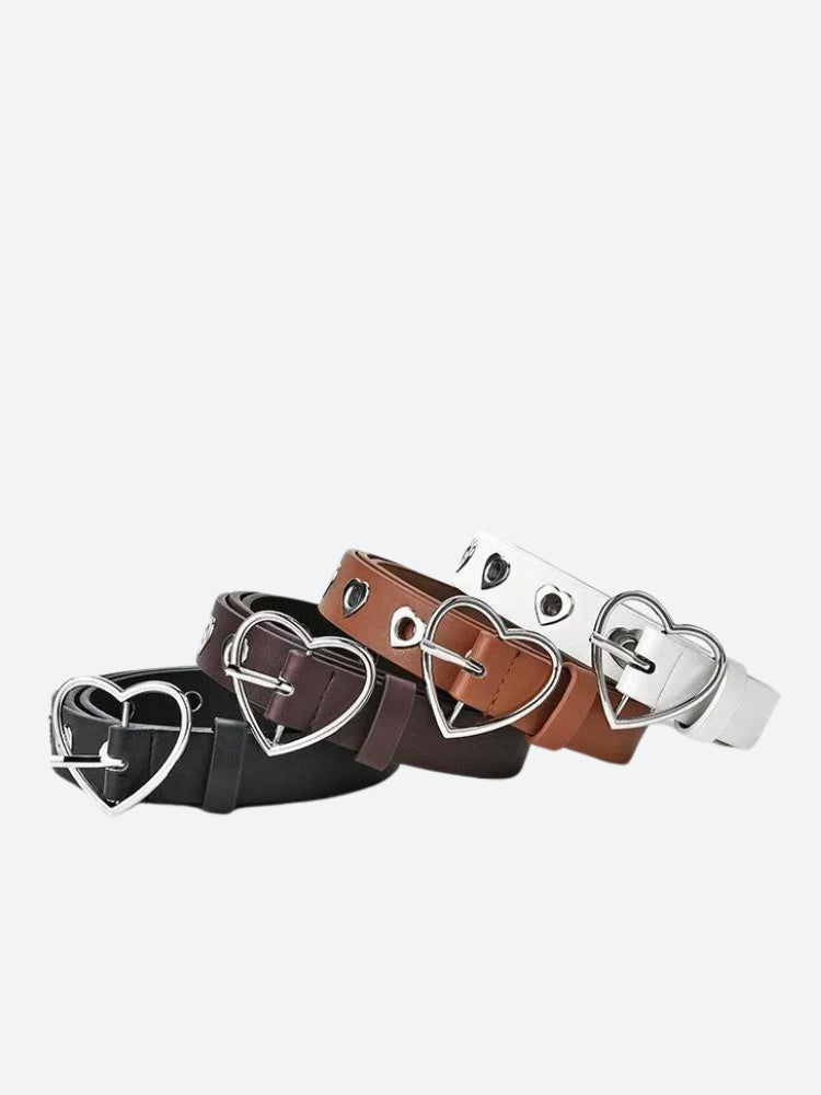 Heart Buckle Faux Leather Belt