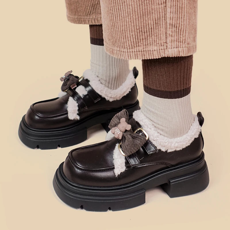 Kawaii Teddy Bear Platform Oxford Shoes