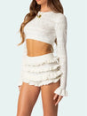 Knitted Crop Top & Ruffled Shorts Two Piece Set