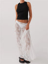 Lace Sheer Low Rise Maxi Skirt