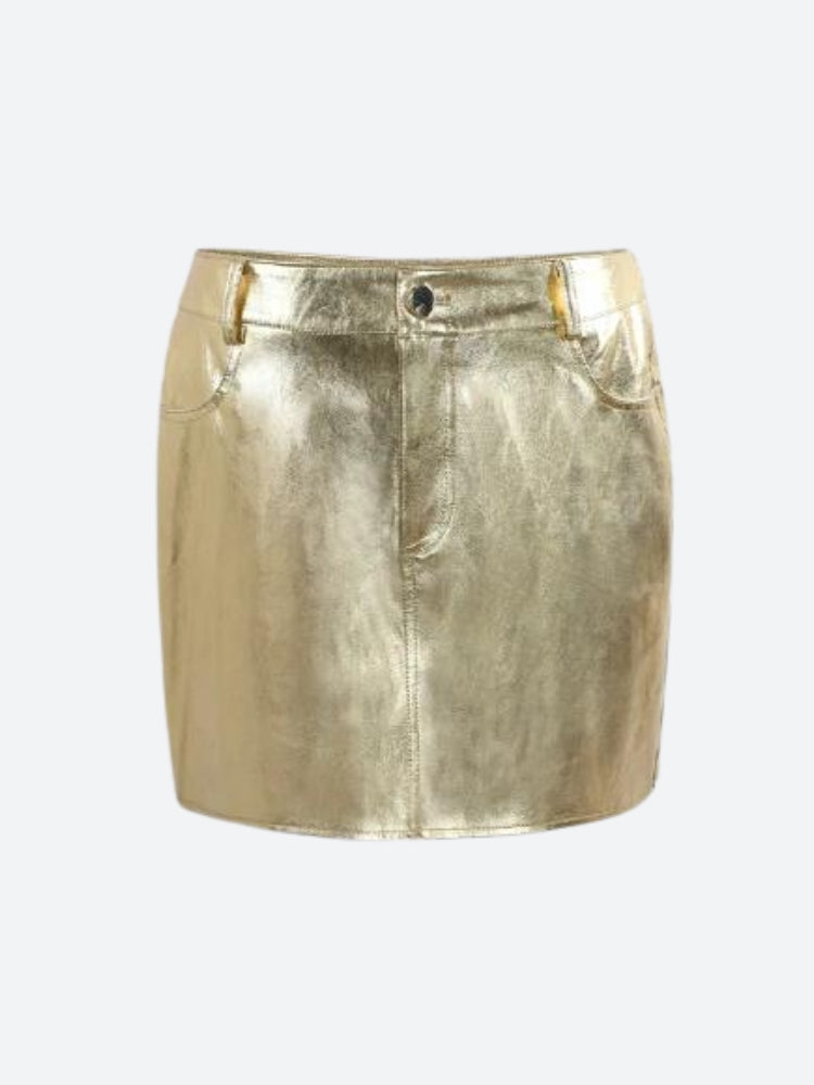 Metallic Faux Leather Mini Skirt