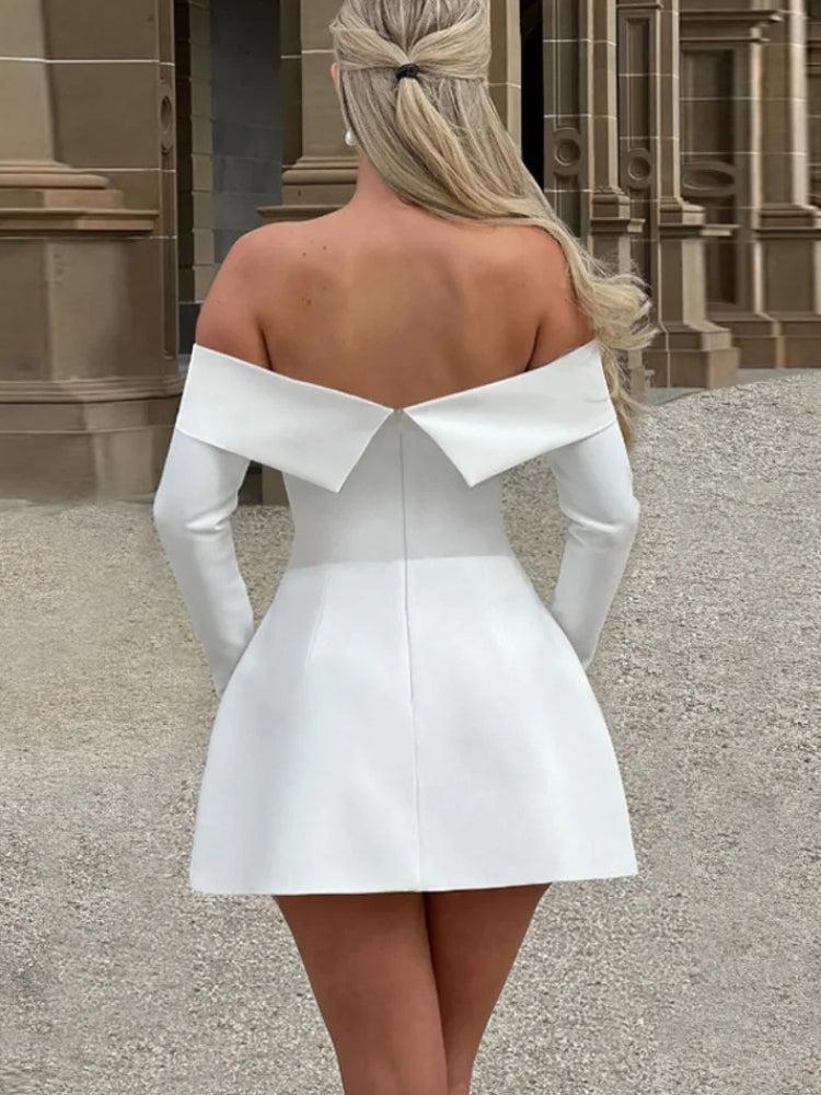 Off Shoulder A-Line Mini Dress