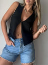 Open Front Knitted Cardigan Vest