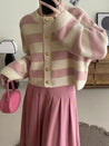 Pink Striped Knit Cardigan