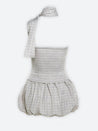 Plaid Ruched Top & Balloon Mini Skirt Two Piece Set