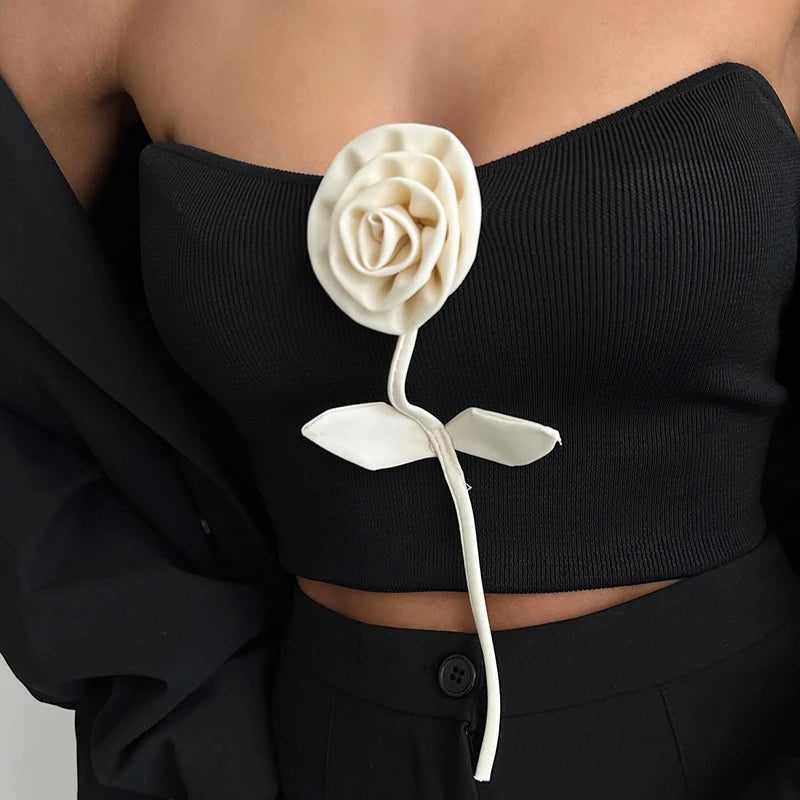 Rose Detail Strapless Top