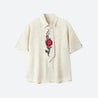 Rose Embroidery Tie Shirt