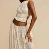 Ruched Backless Top & Maxi Skirt Two Piece Set