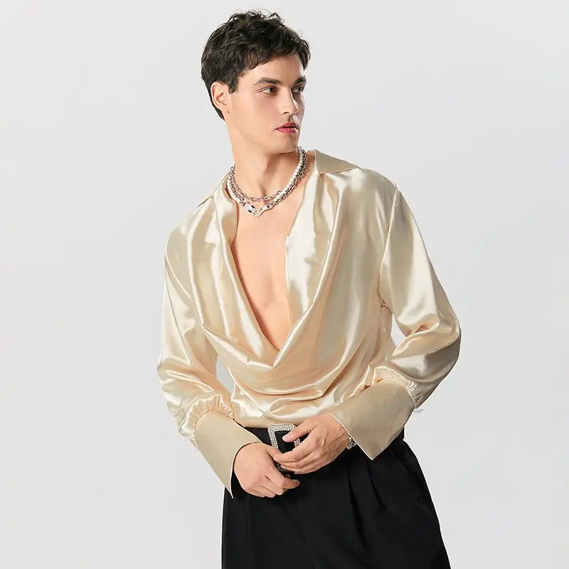 Satin Cowl Neck Shirt