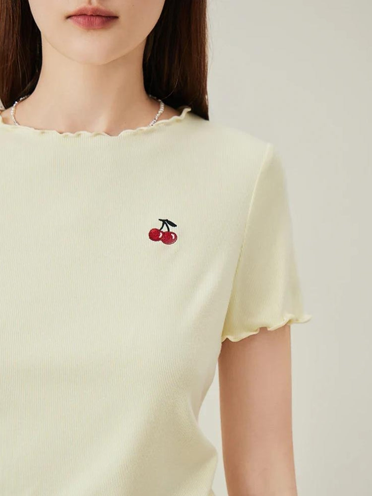 Soft Girl Cherry Lettuce Edge Tee