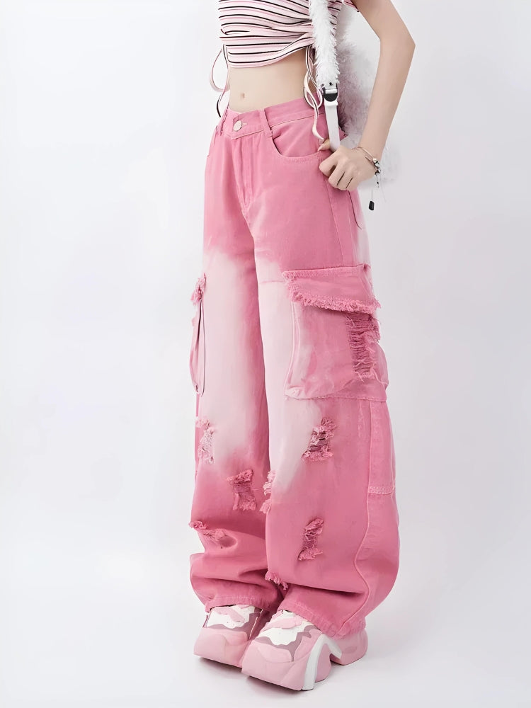 Soft Girl Distressed Cargo Jeans – Litlookz Studio