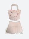 Soft Girl Flower Tube Top & Tulle Mini Skirt Two Piece Set