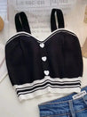 Soft Girl Heart Buttoned Knitted Crop Top