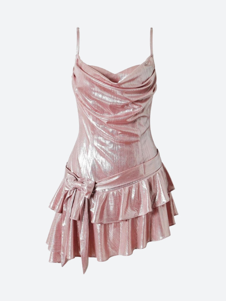 Soft Girl Metallic Mini Dress