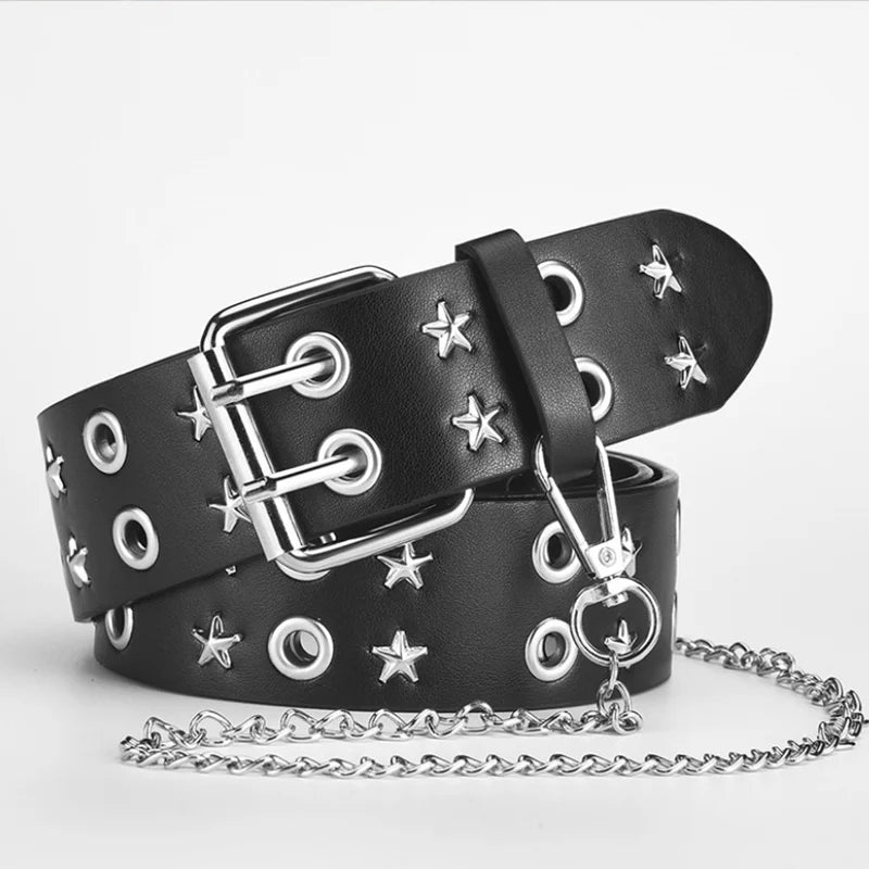 Star Studded Belt with Chain