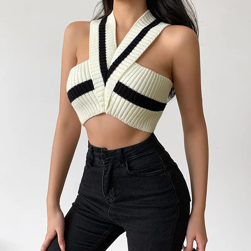 Striped Knitted Crop Top