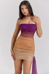 Sunset Ruched Strapless Mini Dress