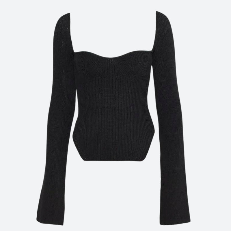 Sweetheart Neckline Knitted Top