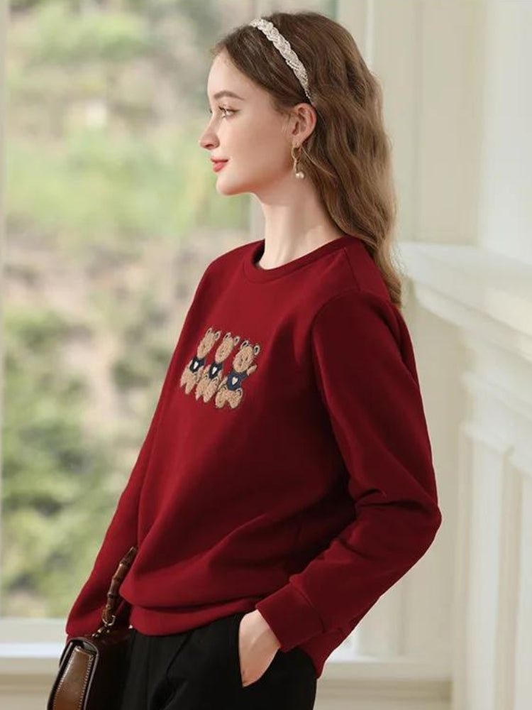 Teddy Bears Embroidered Sweatshirt