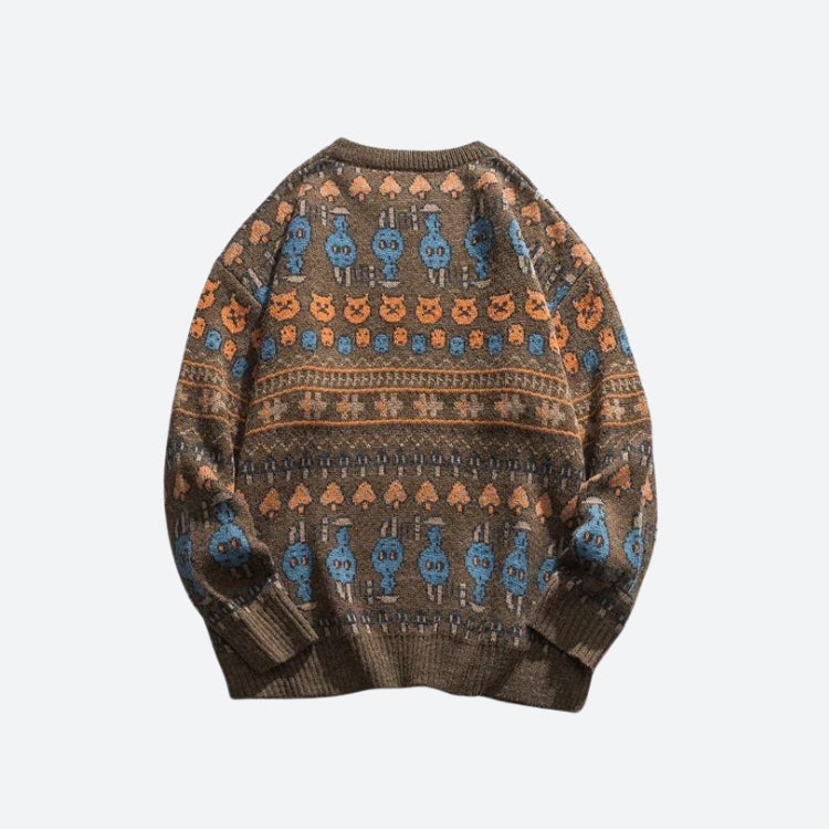 Vintage Animal Figures Knitted Sweater