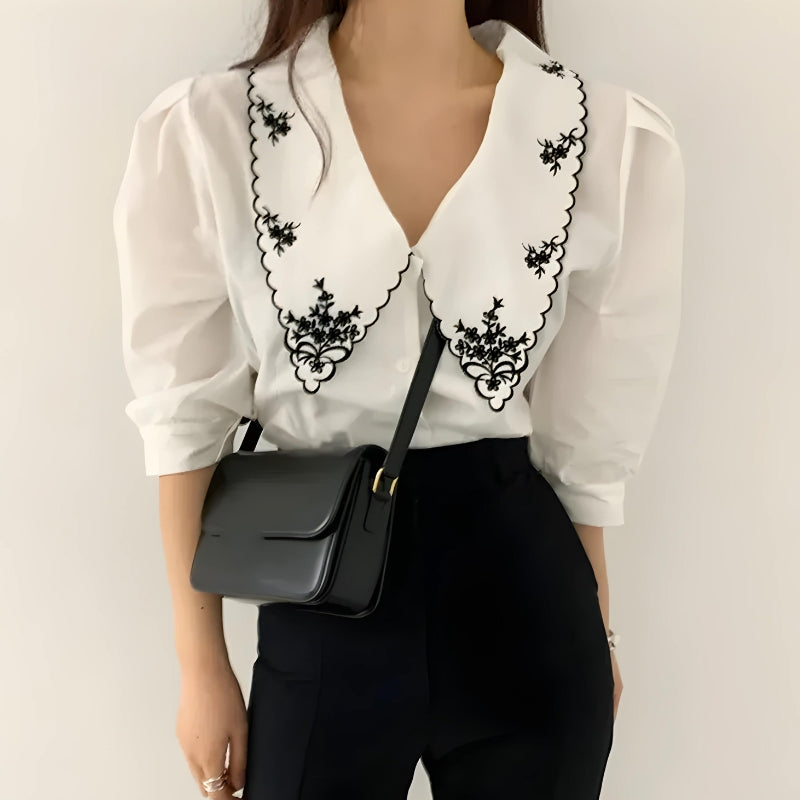 Vintage Embroidered Collar Shirt