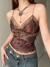 Vintage Floral Lace Trim Top