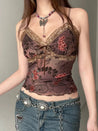 Vintage Floral Lace Trim Top