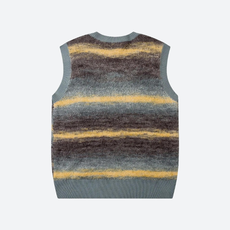 Vintage Multicolored Yarn Plush Sweater Vest - Beige / XS