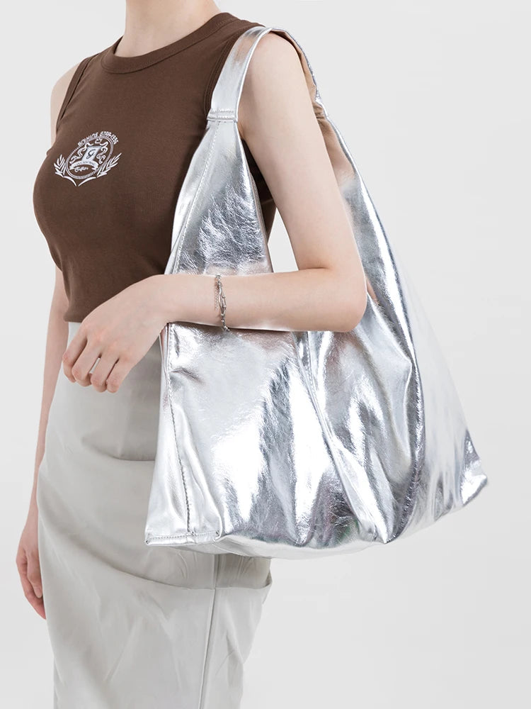 Y2K Faux Patent Leather Hobo Bag