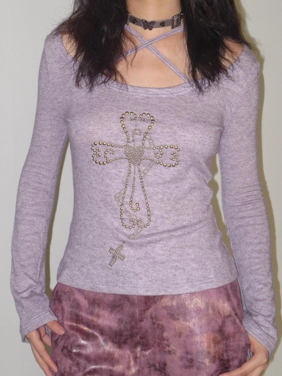 Y2K Golden Cross Top