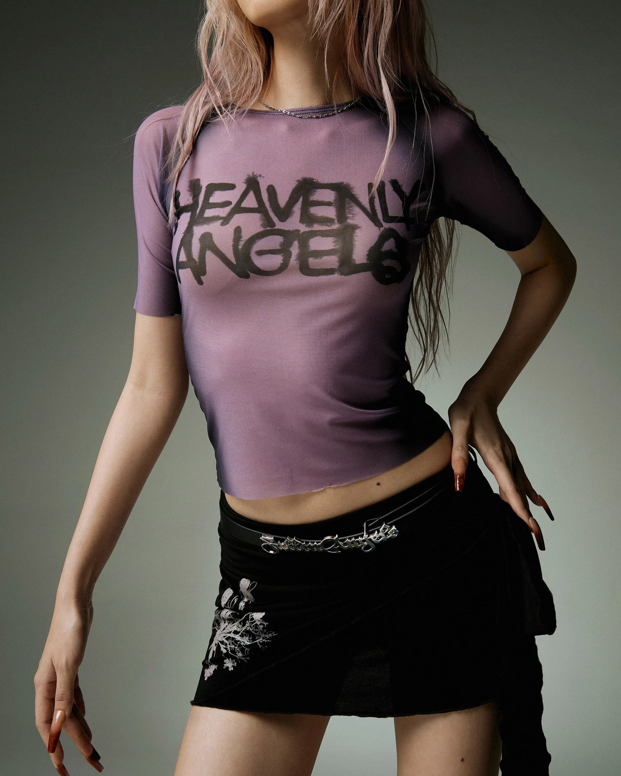 Y2K Heavenly Angels Sheer Top