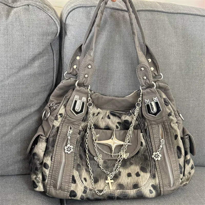 Y2K Leopard Faux Fur Bag