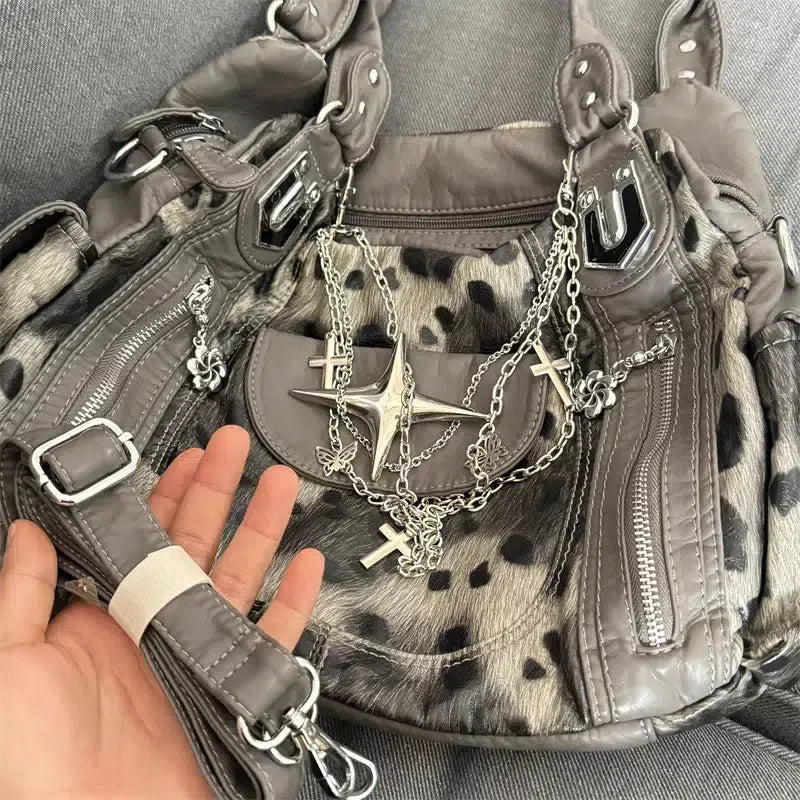 Y2K Leopard Faux Fur Bag