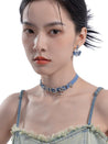 Y2K Sparkle Denim Choker Necklace