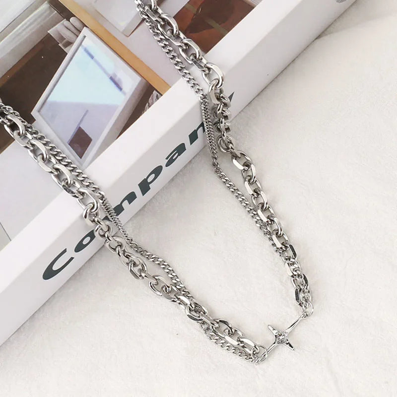 Y2K Star Double Chain Necklace